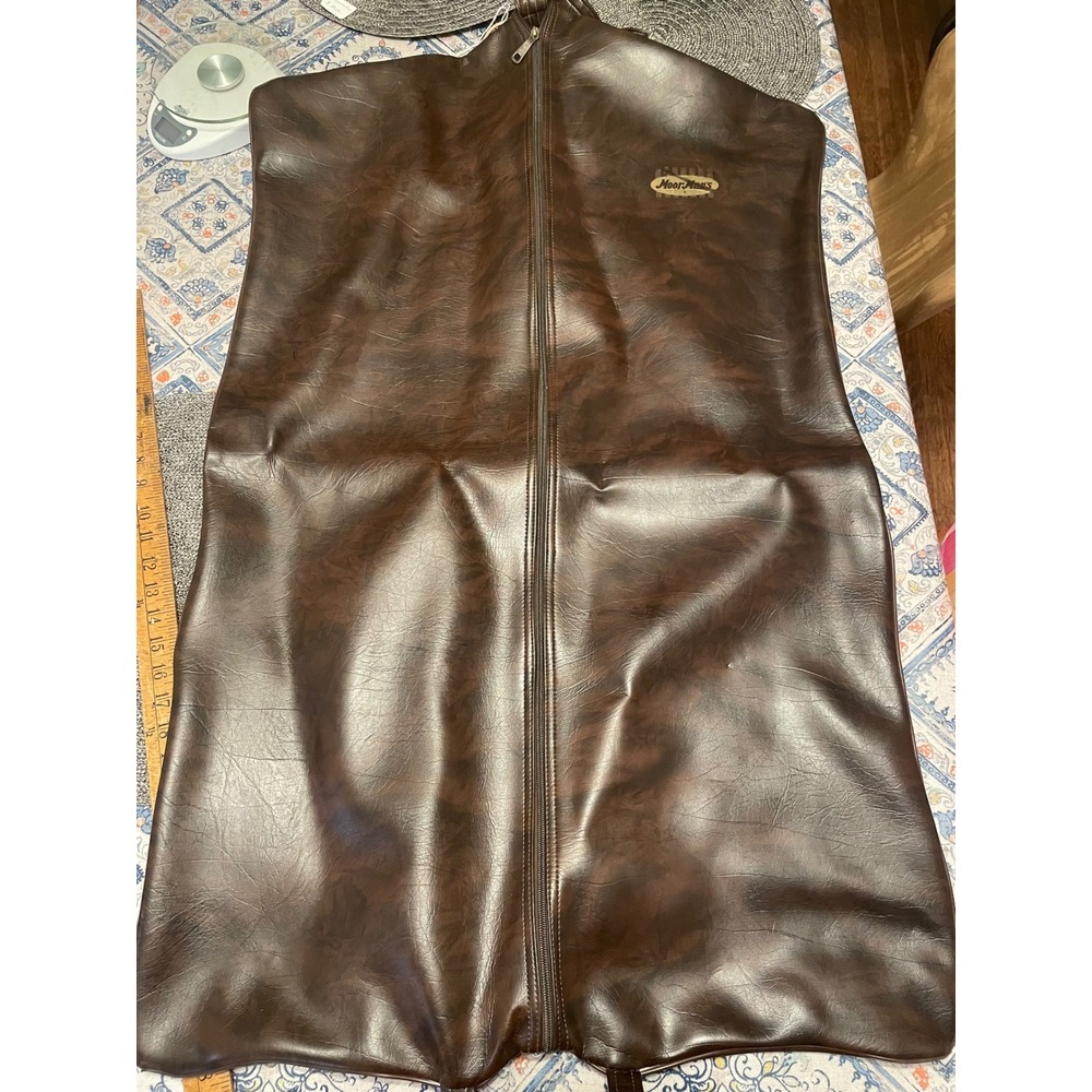 Vintage MoorMan's Brown Faux Leather Garment Bag Suit Cover Travel Luggage 35x22